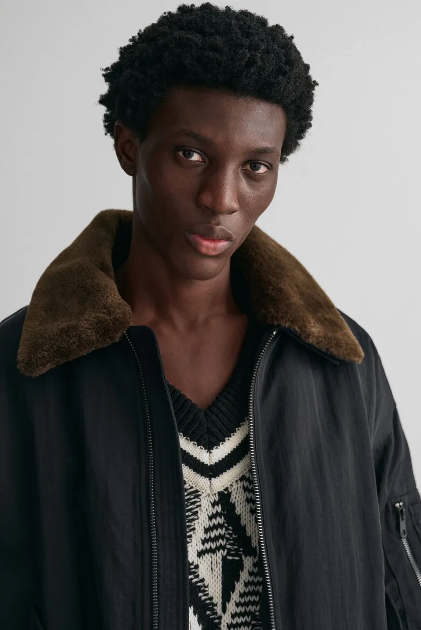 Мужской черный бомбер  OVERSIZED FLIGHT BOMBER JACKET 4