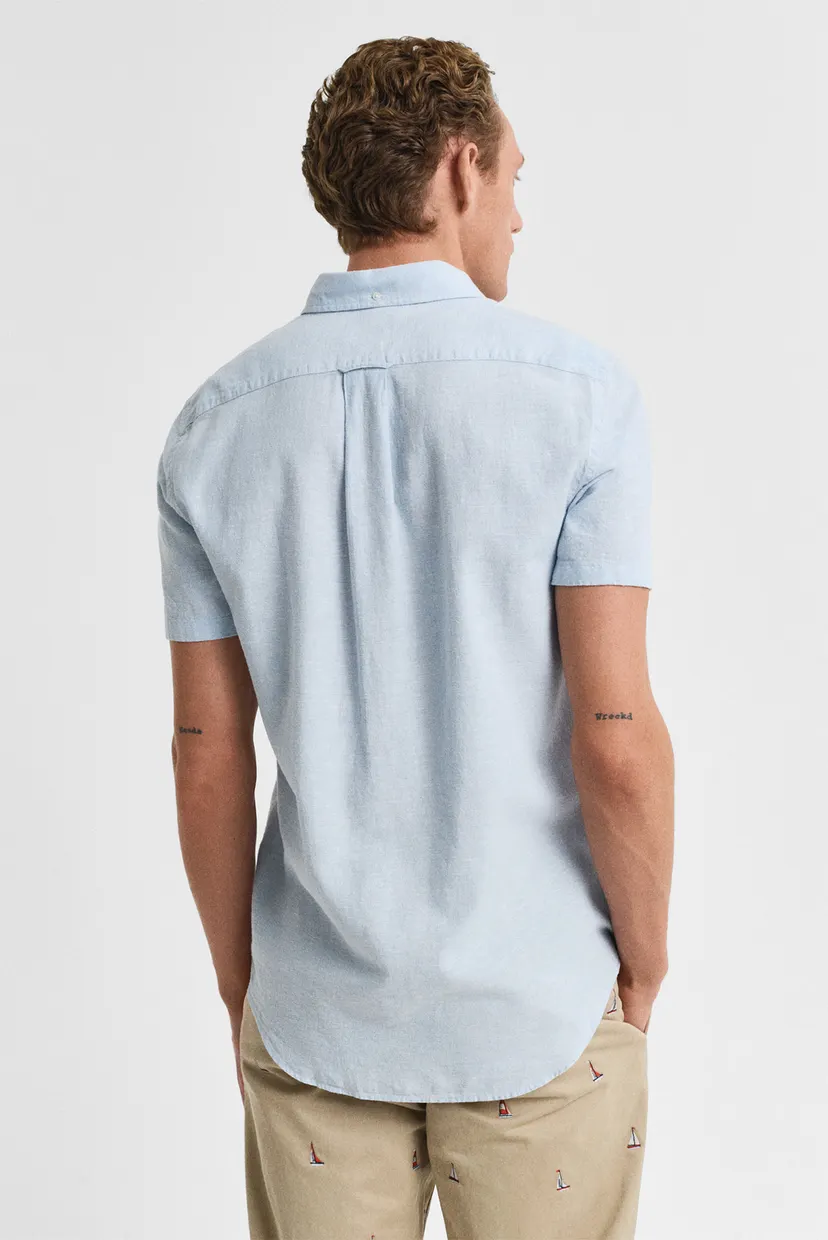 Мужская голубая льняная рубашка REG COTTON LINEN SS SHIRT 3