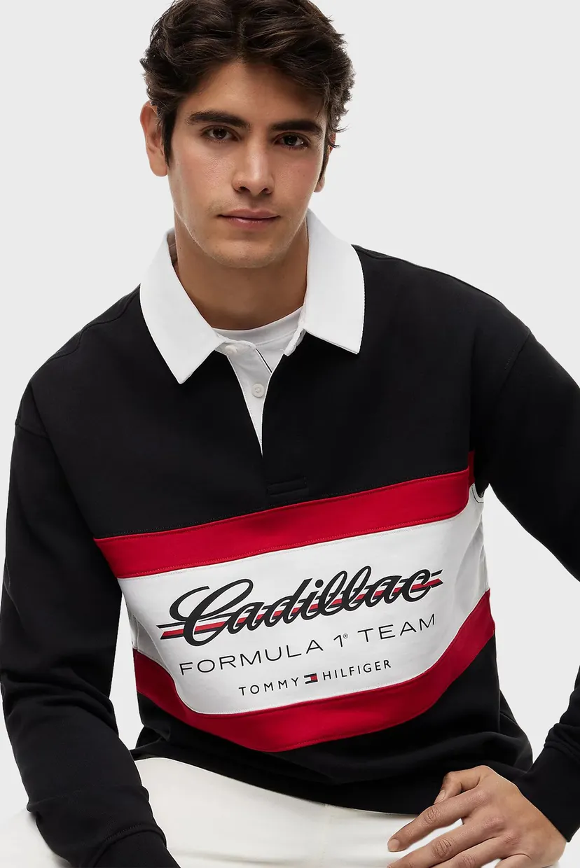 Мужское черное поло TH x Cadillac Formula 1® Team 4