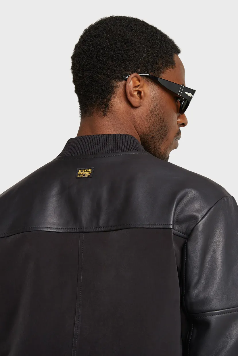 Мужской черный бомбер Varsity leather jkt 5