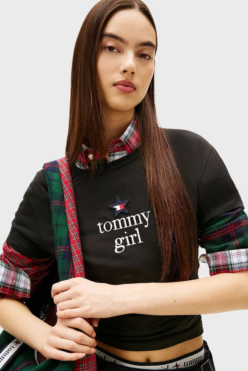 Жіноча чорна футболка TOMMY GIRL STAR 4