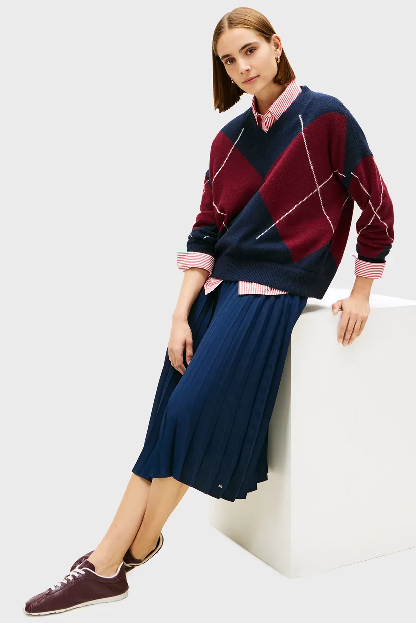 Жіноча темно-синя плісирована спідниця FLUID PLEATED 4