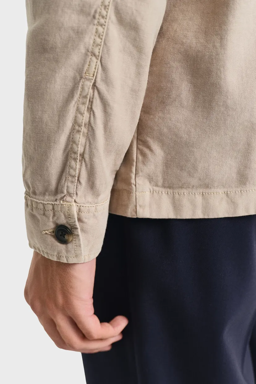 Мужская бежевая льняная рубашка LINEN OVERSHIRT 6