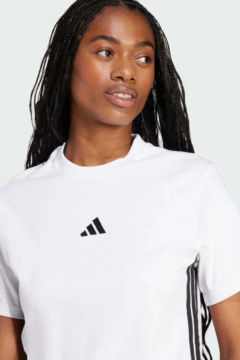 Жіноча біла футболка Essentials 3-Stripes Cotton 4