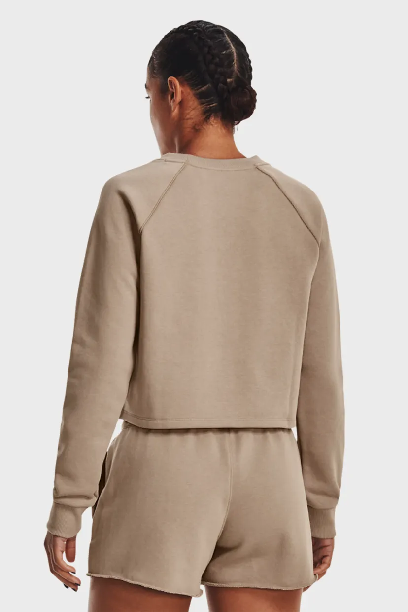 Жіночий бежевий світшот UA Crop Terry LS BTG 3