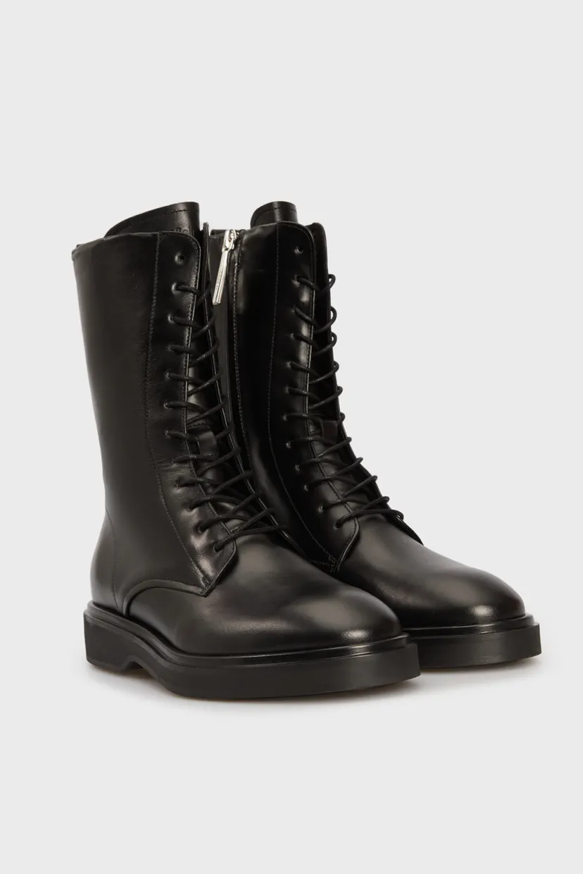 Жіночі чорні шкіряні черевики FLAT MID LACE UP BOOT 3