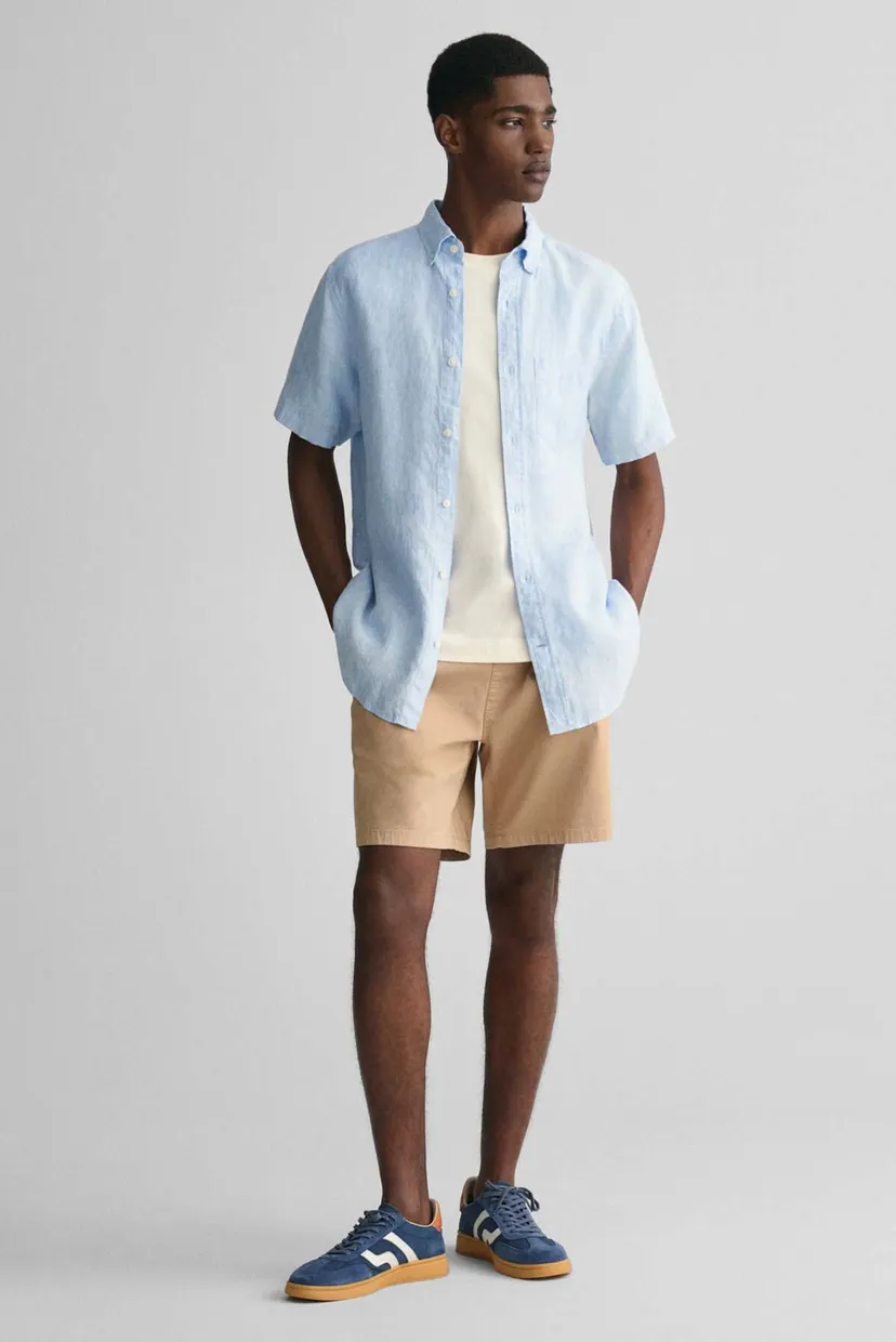 Мужская голубая льняная рубашка REG LINEN SS 3