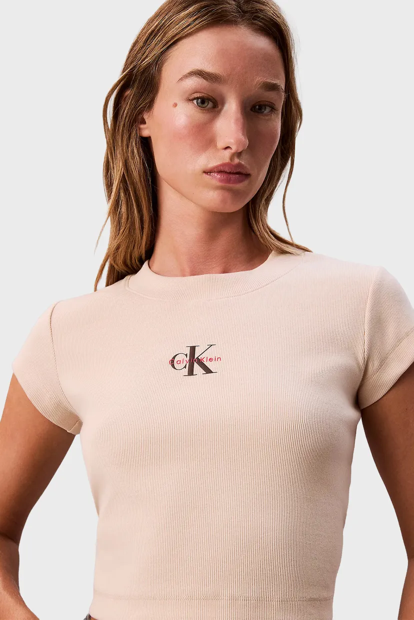 Жіноча бежева футболка MONOGRAM BABY 4
