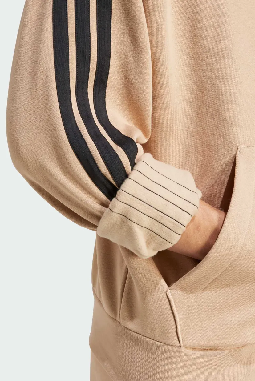 Мужское бежевое худи Essentials 3-Stripes Fleece 5