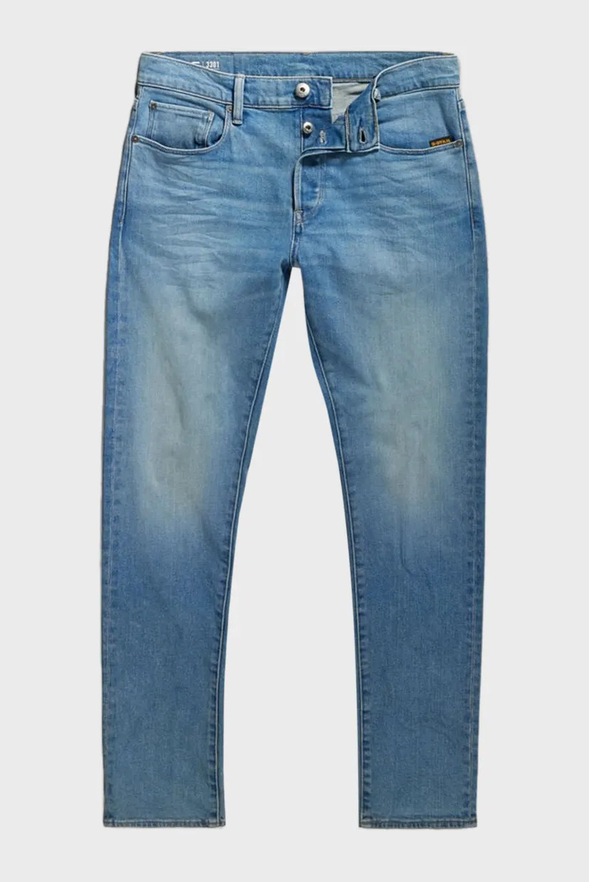 Мужские голубые джинсы 3301 slim 4