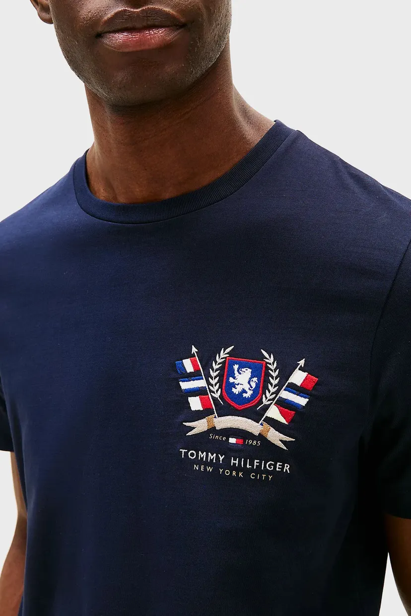Чоловіча темно-синя футболка HILFIGER COLOUR CREST TEE 4