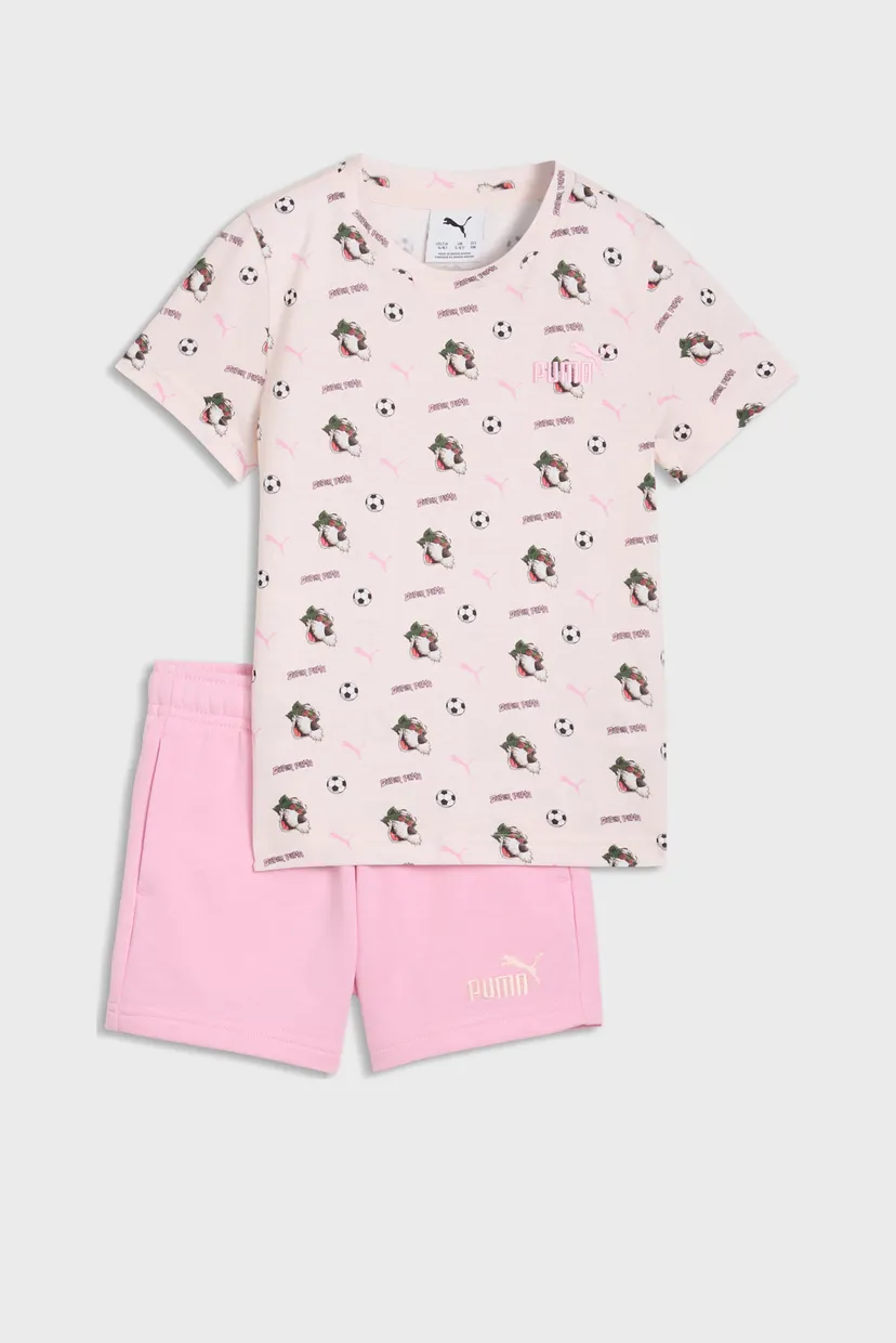 Дитячий рожевий комплект одягу з візерунком (футболка, шорти) Super PUMA Printed Tee and Shorts Set Kids 4