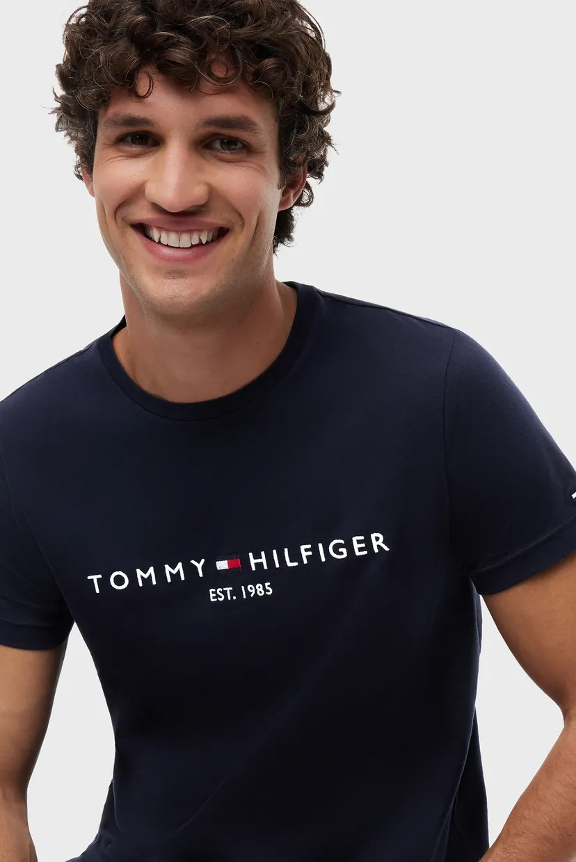 Чоловіча темно-синя футболка CORE TOMMY LOGO TEE 4
