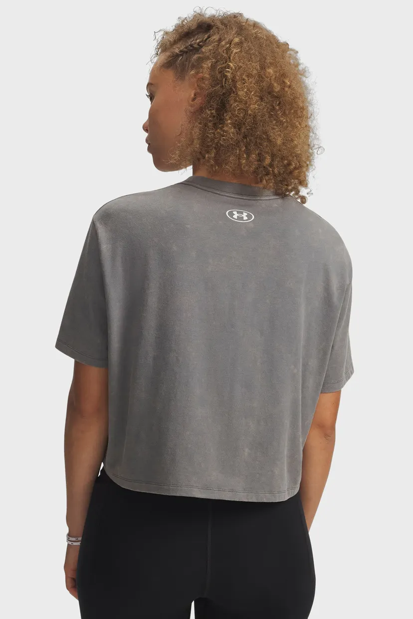 Жіноча сіра футболка UA Rival Boxy Tee Wash-GRN 3