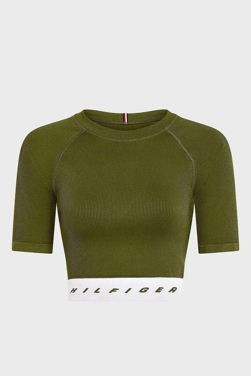 Женский зеленый топ SLIM SEAMLESS CROPPED SS TEE 5