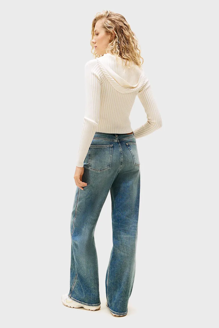Жіноче біле худі HOOD ZIPPER RIB 3