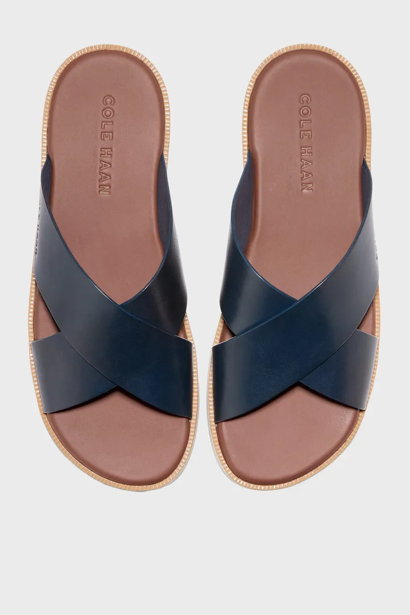 Чоловічі темно-сині шкіряні слайдери Nantucket Cross Strap 4