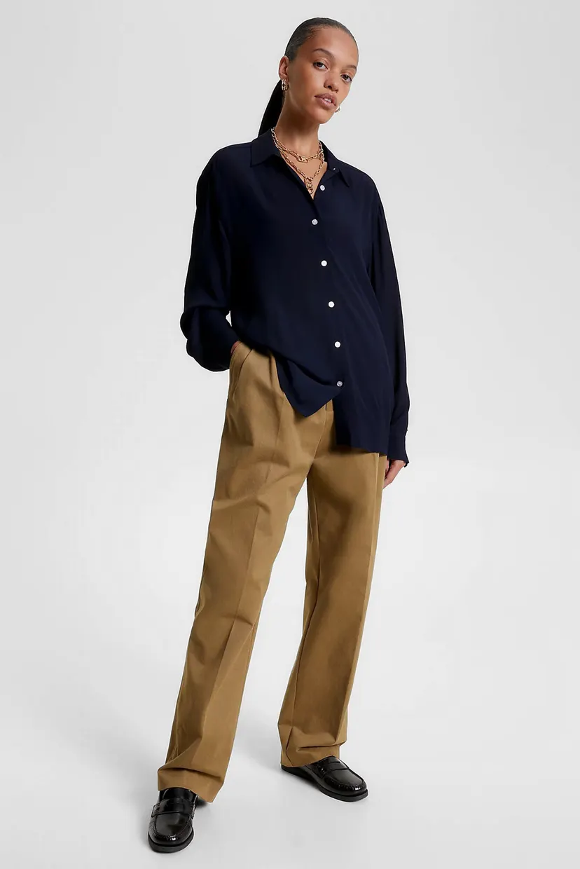 トップス f_ma Жіноча темно-синя сорочка VISCOSE CREPE FLUID SHIRT LS Tommy