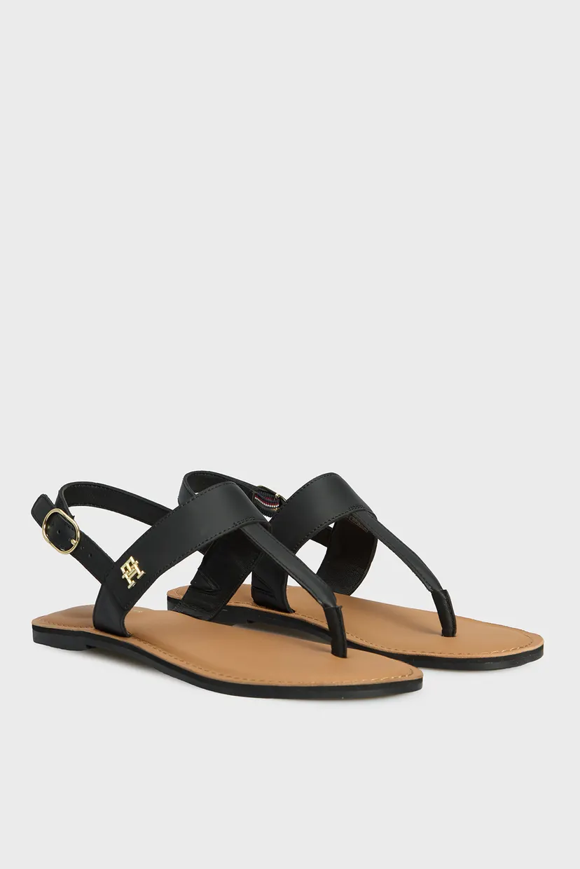 Женские черные кожаные сандалии LEATHER THONG SANDAL 3