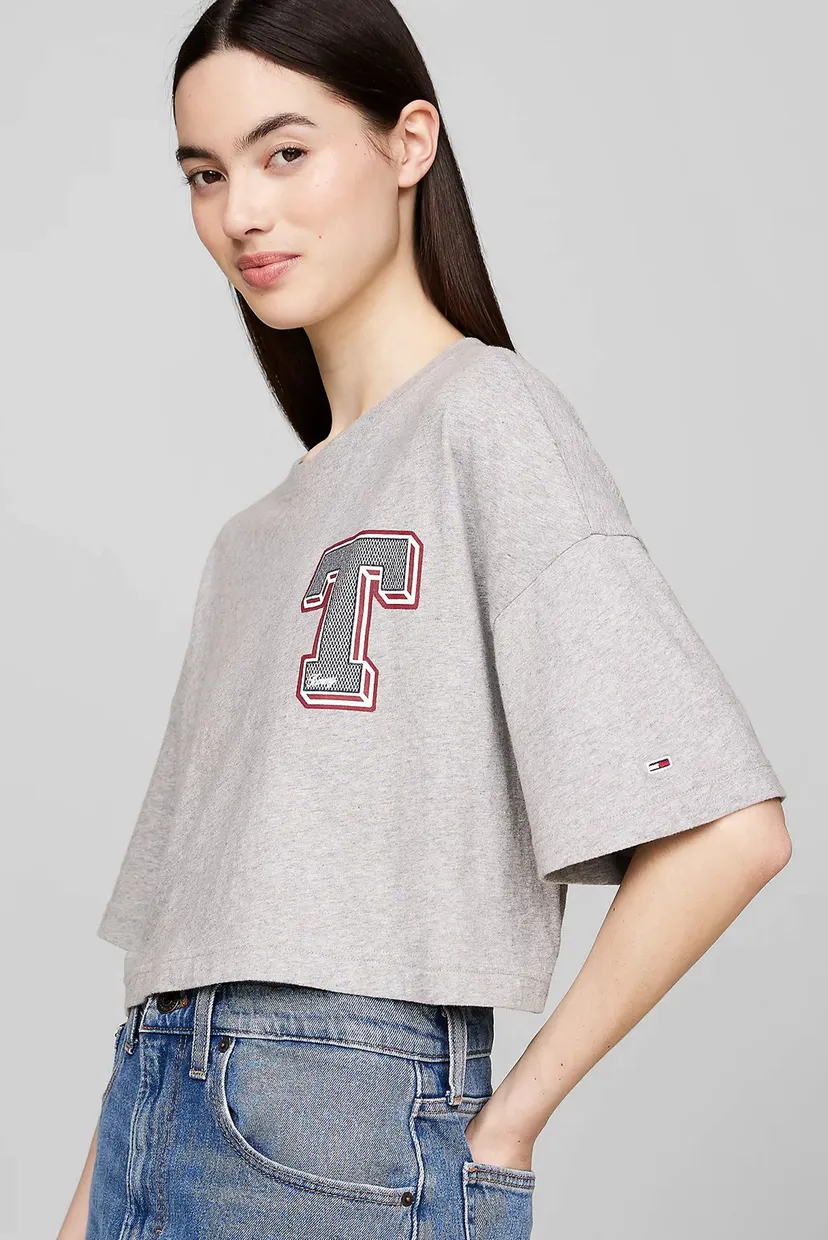 Женская светло-серая футболка TJW LETTERMAN TEE 4