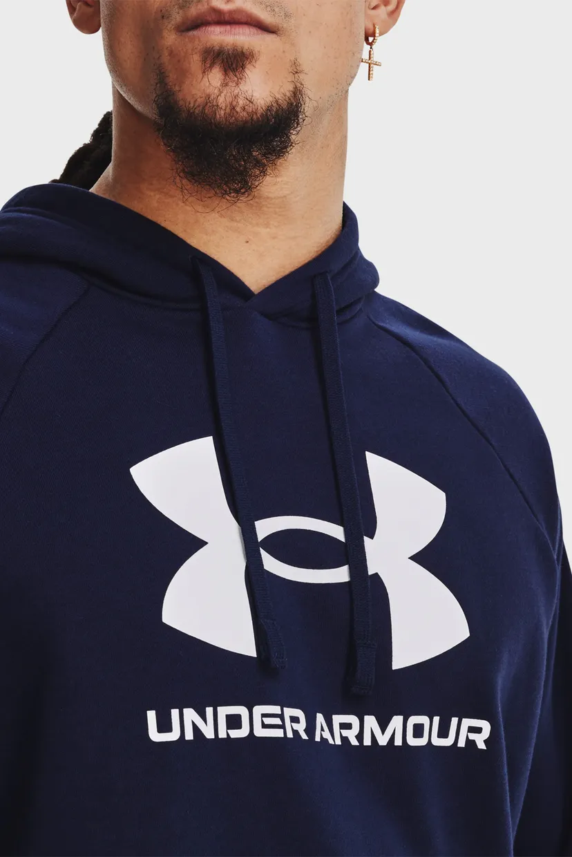 Чоловіче темно-синє худі UA Rival Fleece Logo HD 4
