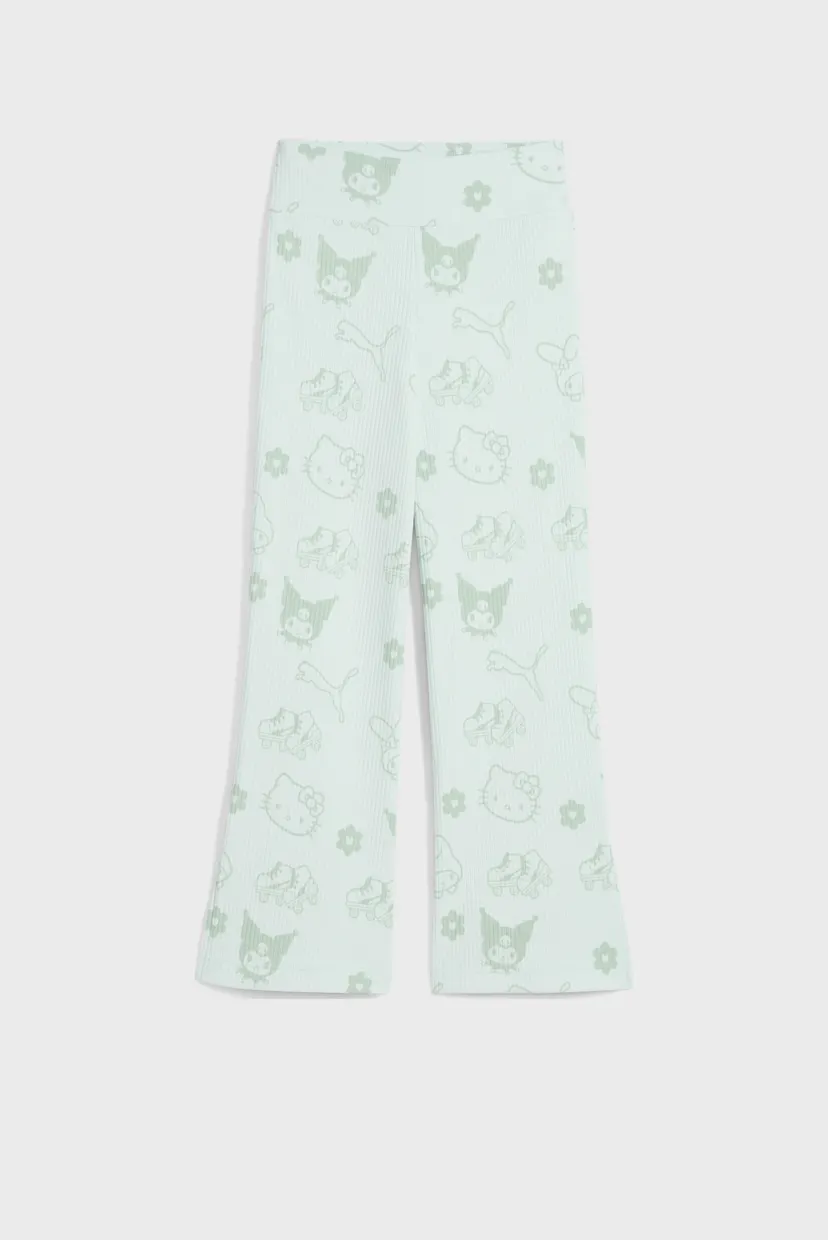 Детские мятные тайтсы с узором PUMA x HELLO KITTY & FRIENDS Ribbed Flared Leggings Kids 4