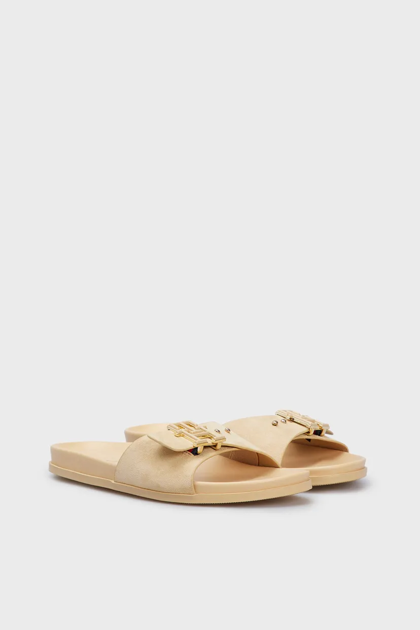 Жіночі бежеві замшеві слайдери TH HARDWARE SUEDE FLAT SANDAL 3