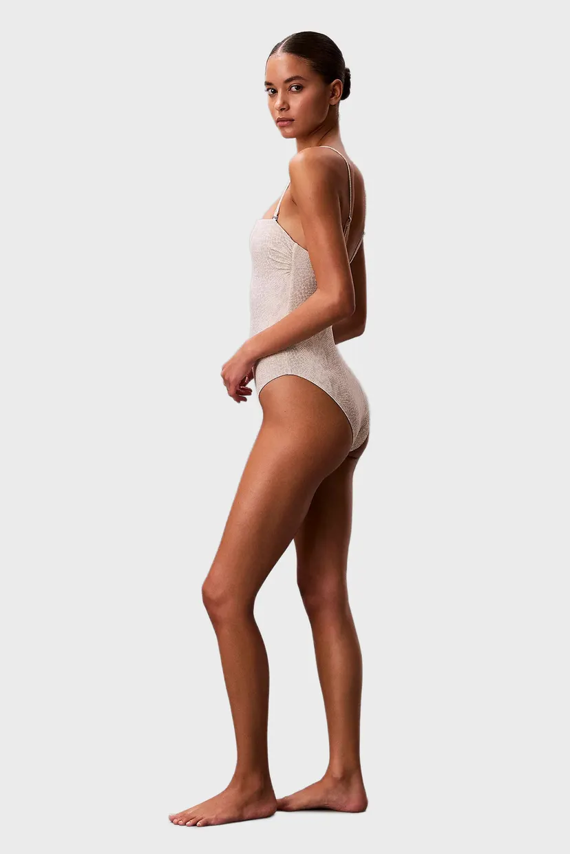 Жіночий сірий купальник з візерунком BANDEAU 3