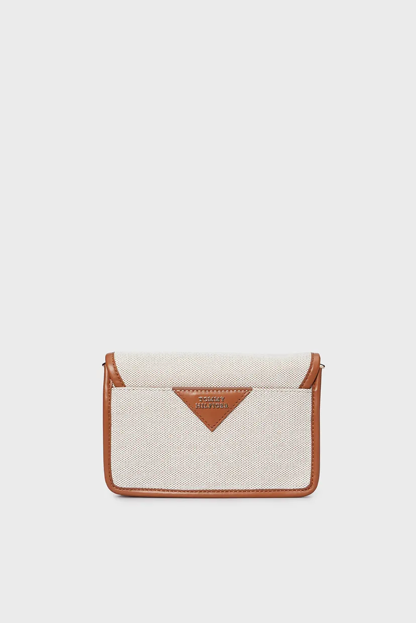 Жіноча бежева сумка TH LOGO LEATHER CROSSOVER CANVAS 4