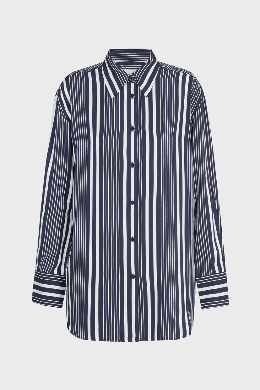 Жіноча темно-синя сорочка у смужку REL STRIPED 7
