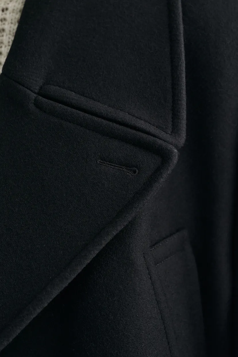 Чоловіче чорне вовняне пальто OVERSIZED WOOL PEACOAT 7