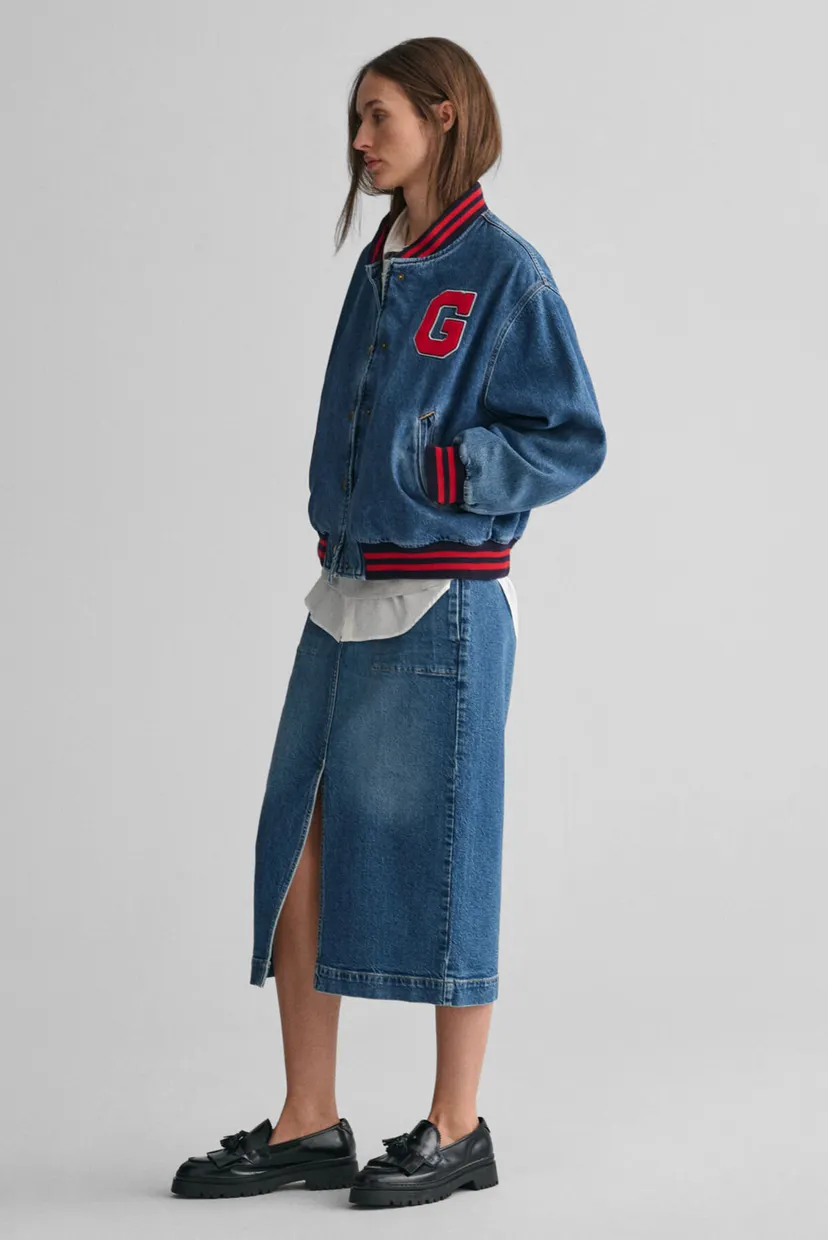 Женская синяя джинсовая юбка DENIM SLIT 3
