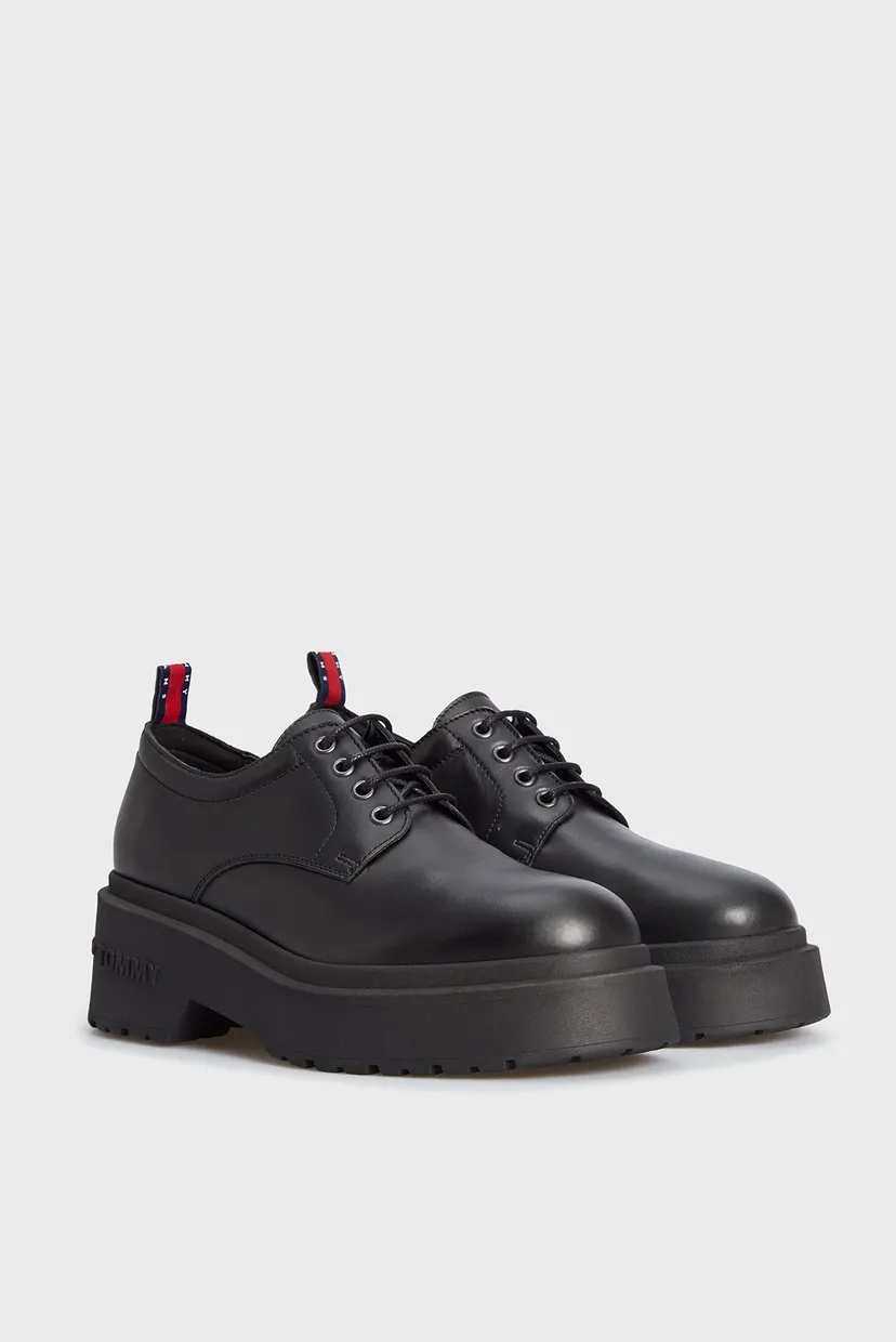 Жіночі чорні шкіряні дербі TJW AVA LACE UP 3