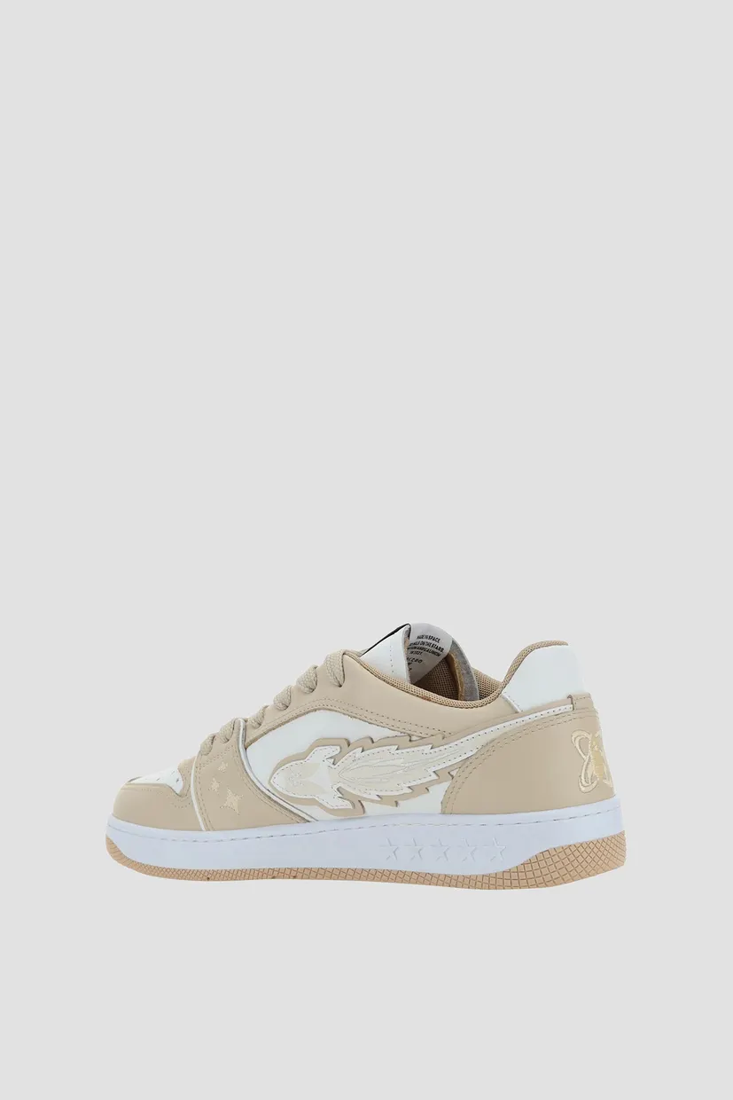 Женские бежевые кожаные сникерсы 4
