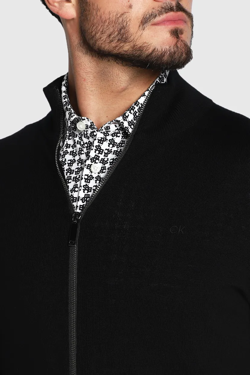Чоловічий чорний вовняний кардиган SUPERIOR WOOL ZIP THROUGH JACKET 5