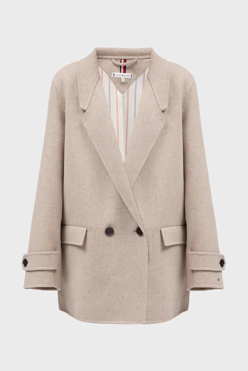 Женское бежевое шерстяное пальто MD DF WOOL BLEND LONG JACKET 4