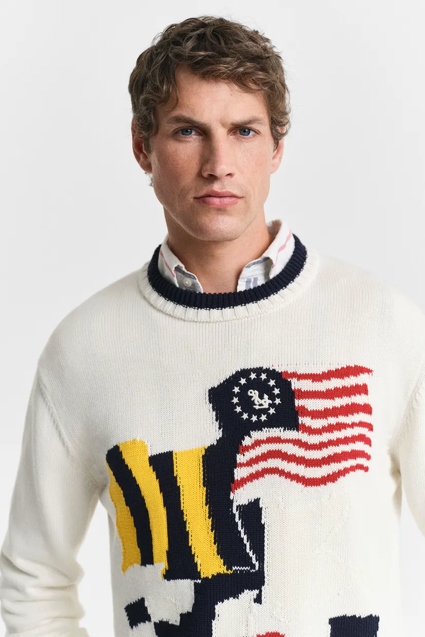 Чоловічий білий светр FLAG INTARSIA COTTON C-NECK 4
