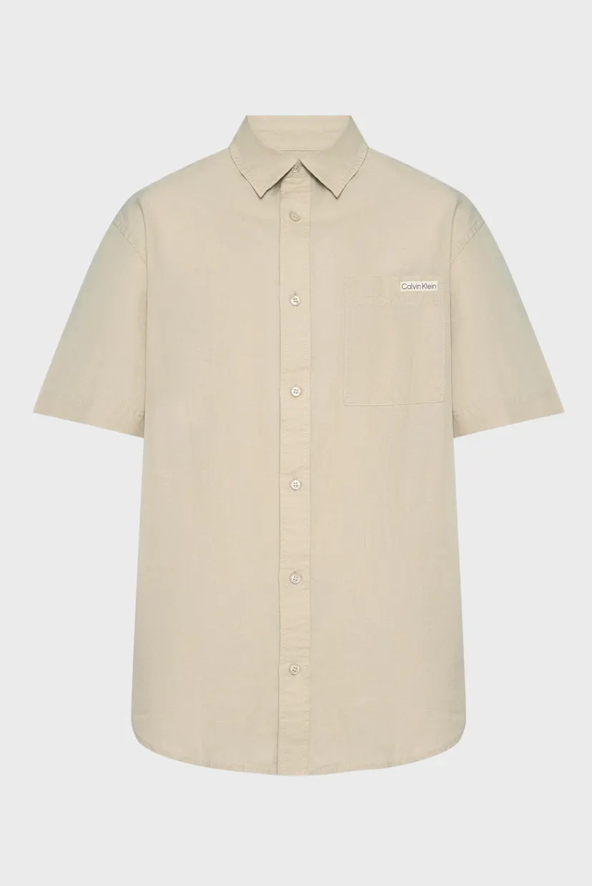 Мужская бежевая льняная рубашка LINEN COTTON S/S SHIRT 6