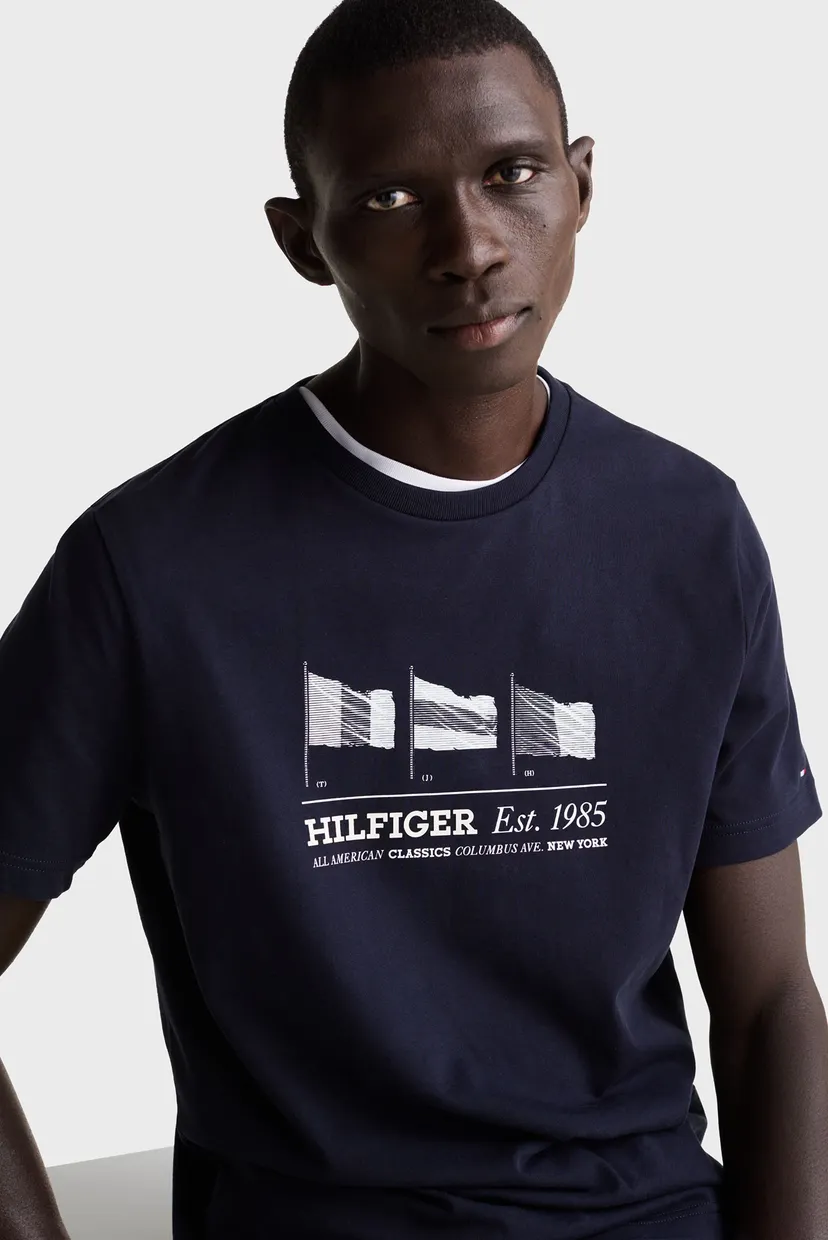 Мужская темно-синяя футболка HILFIGER FLAGS TEE 4