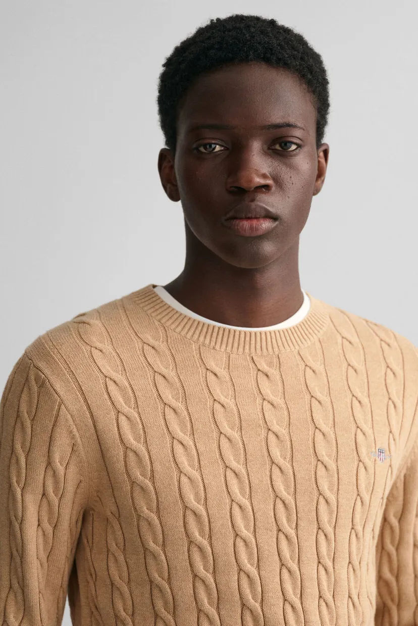 Мужской бежевый джемпер COTTON CABLE C-NECK 4