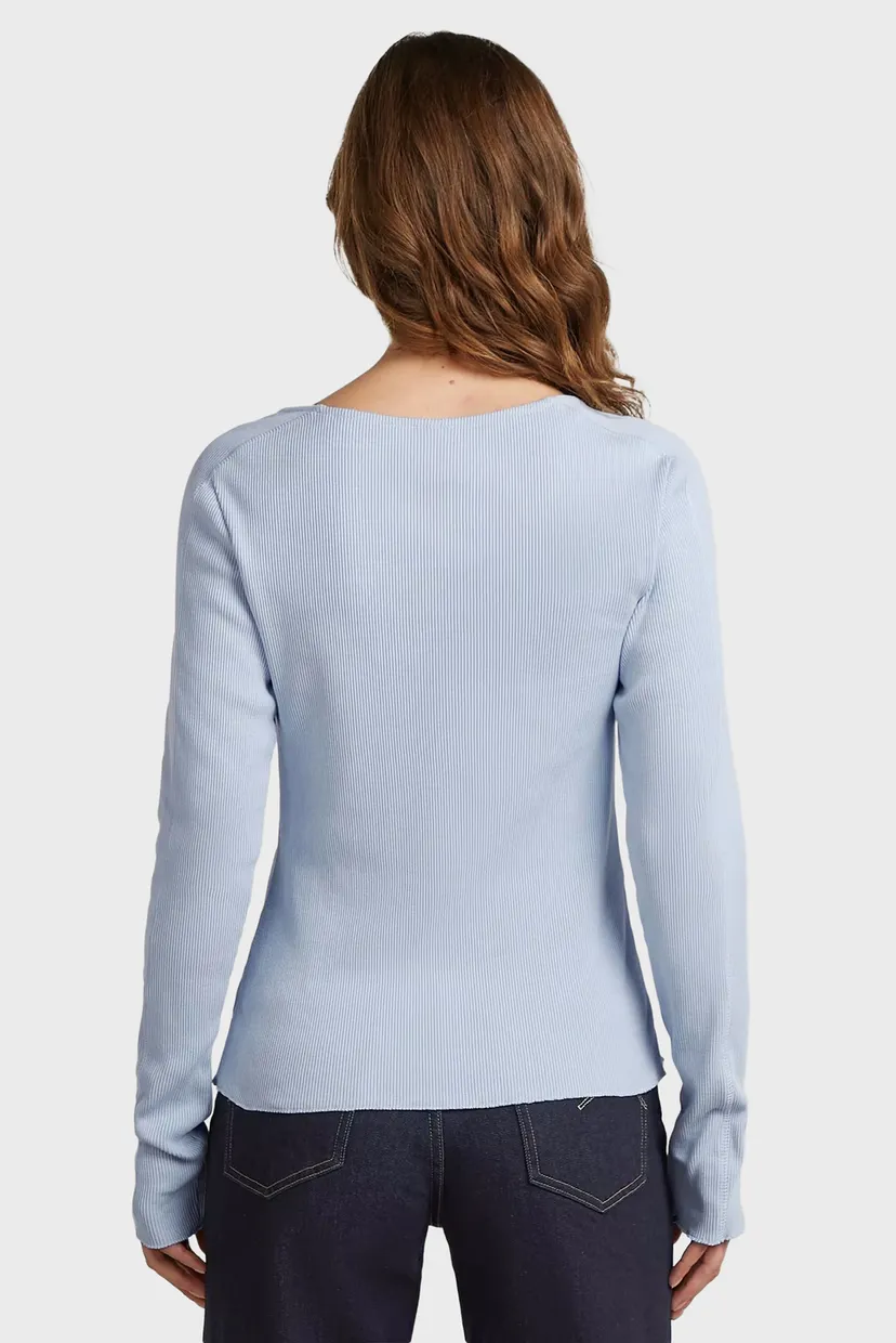 Жіночий блакитний лонгслів henley 3