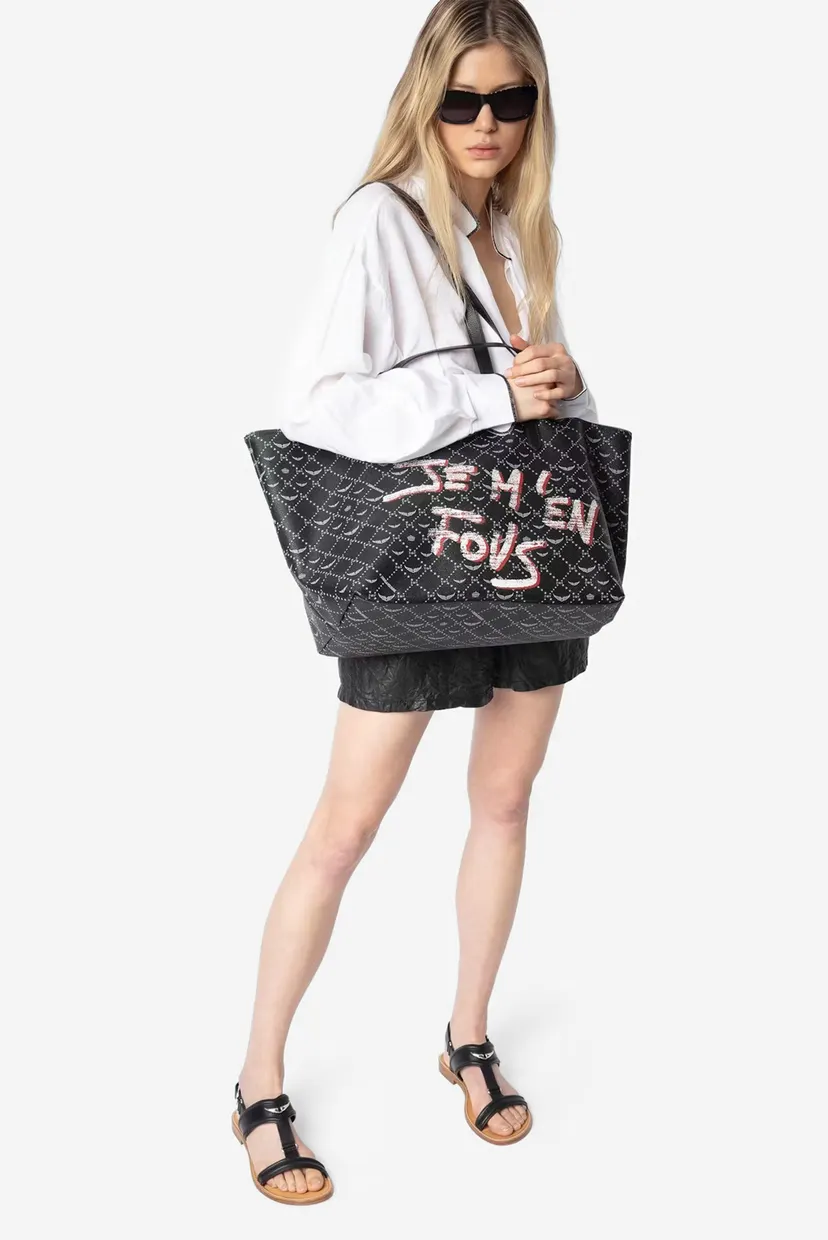 Женская черная сумка с узором Shopper XL ZADIG&VOLTAIRE