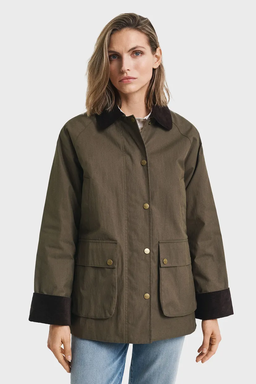 Жіноча темно-зелена вощана куртка WAXED COTTON BARN 5