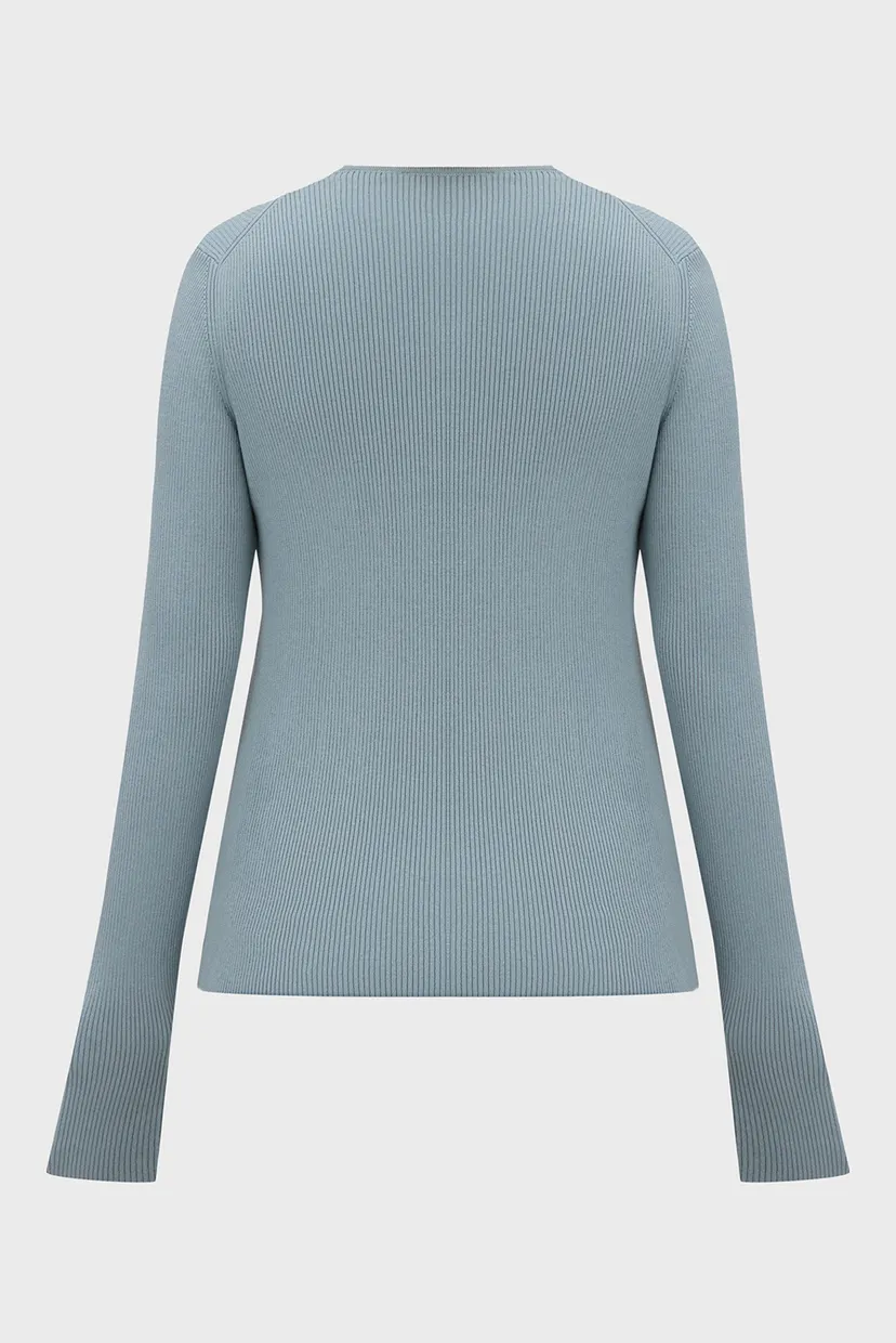 Женский голубой джемпер WOVEN LABEL HENLEY SWEATER 7