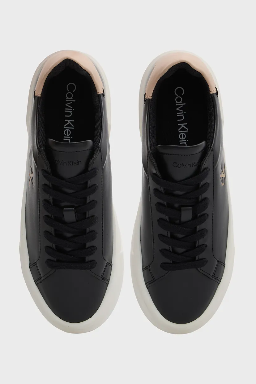 Женские черные кожаные сникерсы FLATFORM LACE UP 4