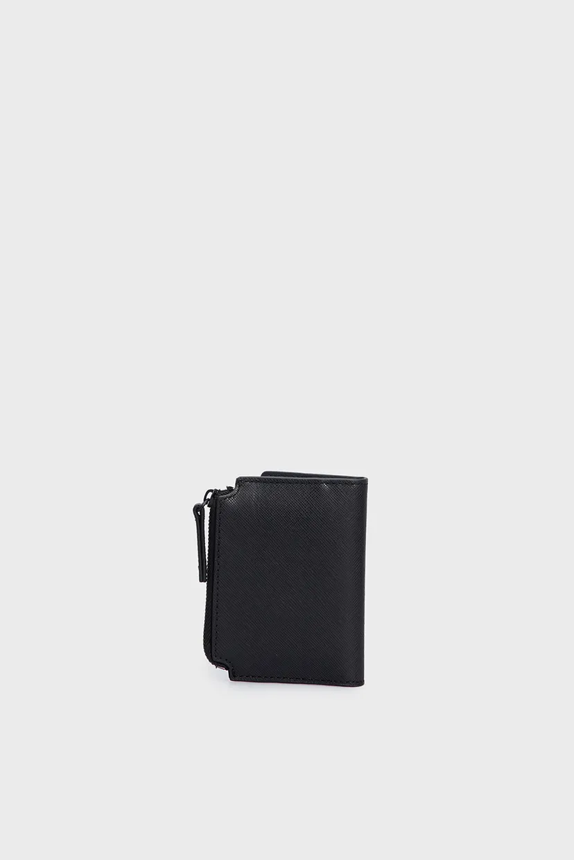 Чоловічий чорний шкіряний гаманець TH SAFFIANO BIFOLD & ZIP 4