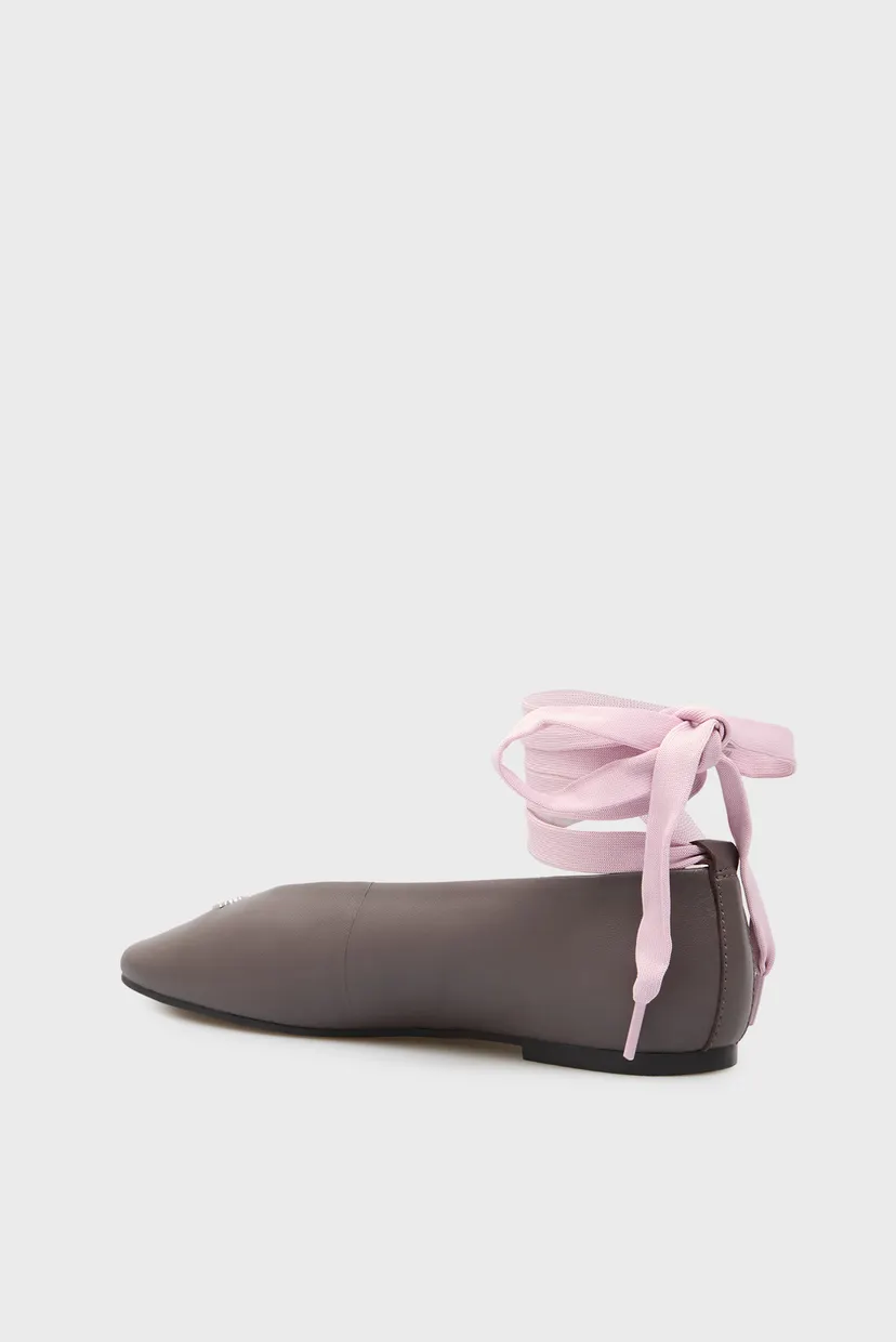Женские коричневые кожаные балетки BALLERINA WITH LACES 5