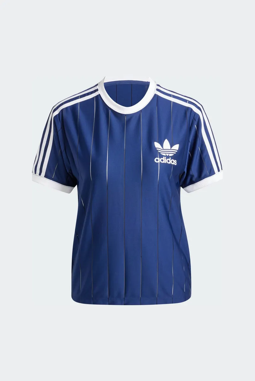 Женская синяя футболка Adicolor 3-Stripes Pinstripe 6