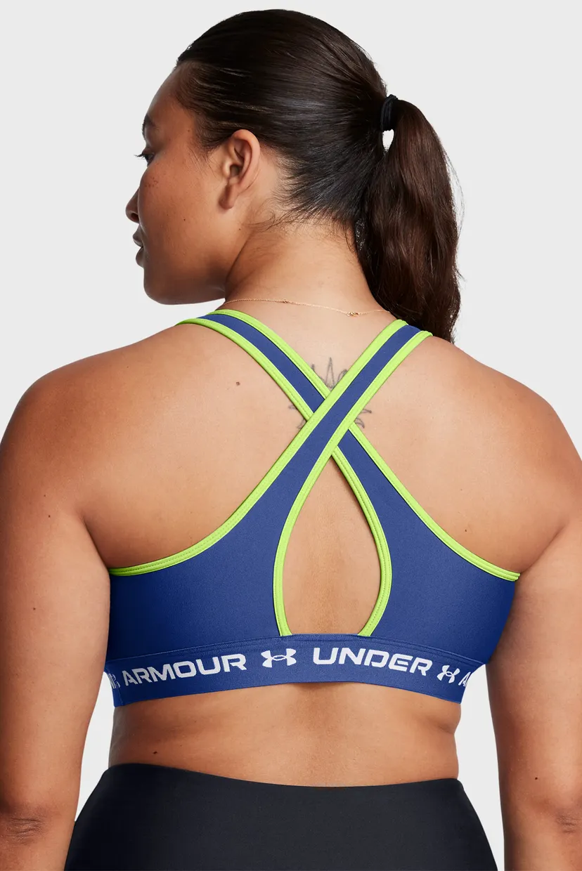Женский синий топ UA Crossback Mid Bra 4
