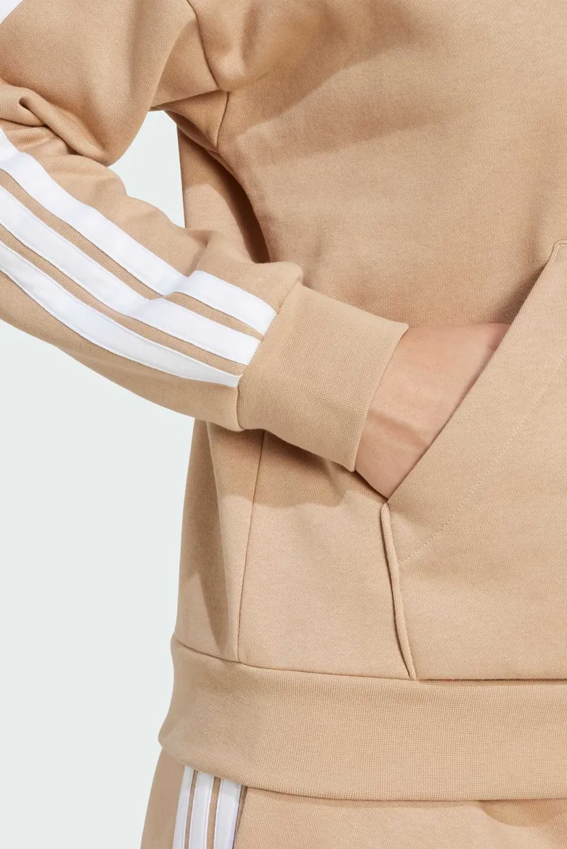 Женское бежевое худи Essentials 3-Stripes Full-Zip Fleece 5